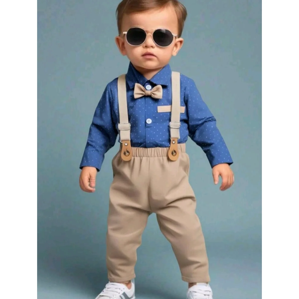 Baby boy birthday outfit - 4-piece polka dot gentleman birthday suit